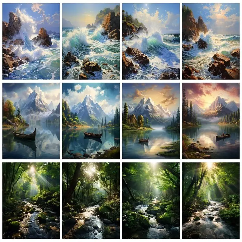 

GATYZTORY Full Square Diamond Painting For Adults 5D DIY Diamond Mosaic Full Lake Scenery Rhinestone Art Home Decoration