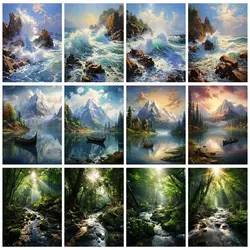GATYZTORY Full Square Diamond Painting For Adults 5D DIY Diamond Mosaic Full Lake Scenery Rhinestone Art Home Decoration