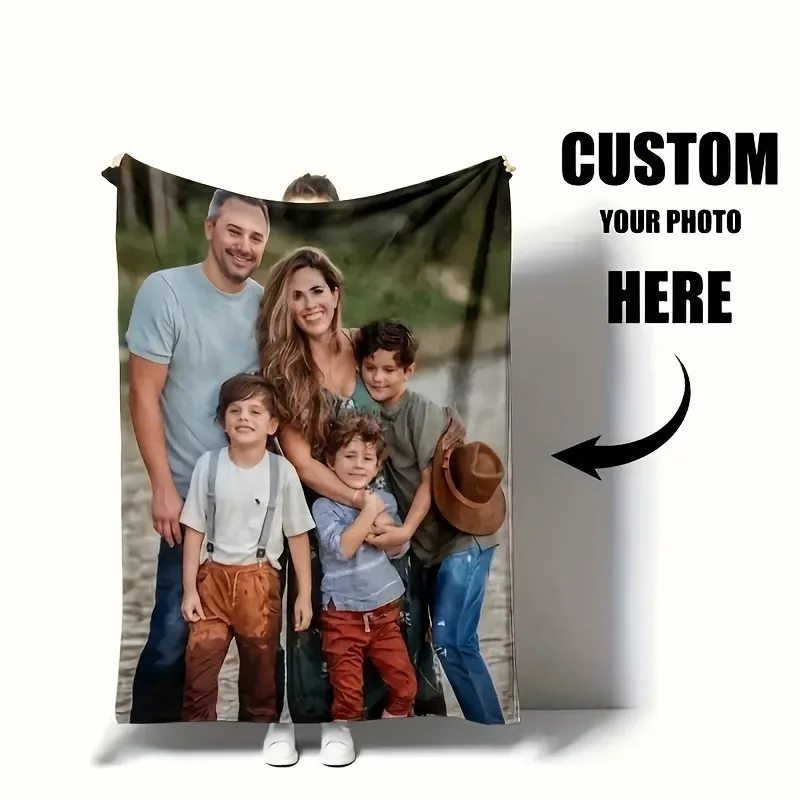 1pc Personalized Picture and Text Customized Blankets, Gift Blankets Tailored for Children, Parents, Lovers, and Friends