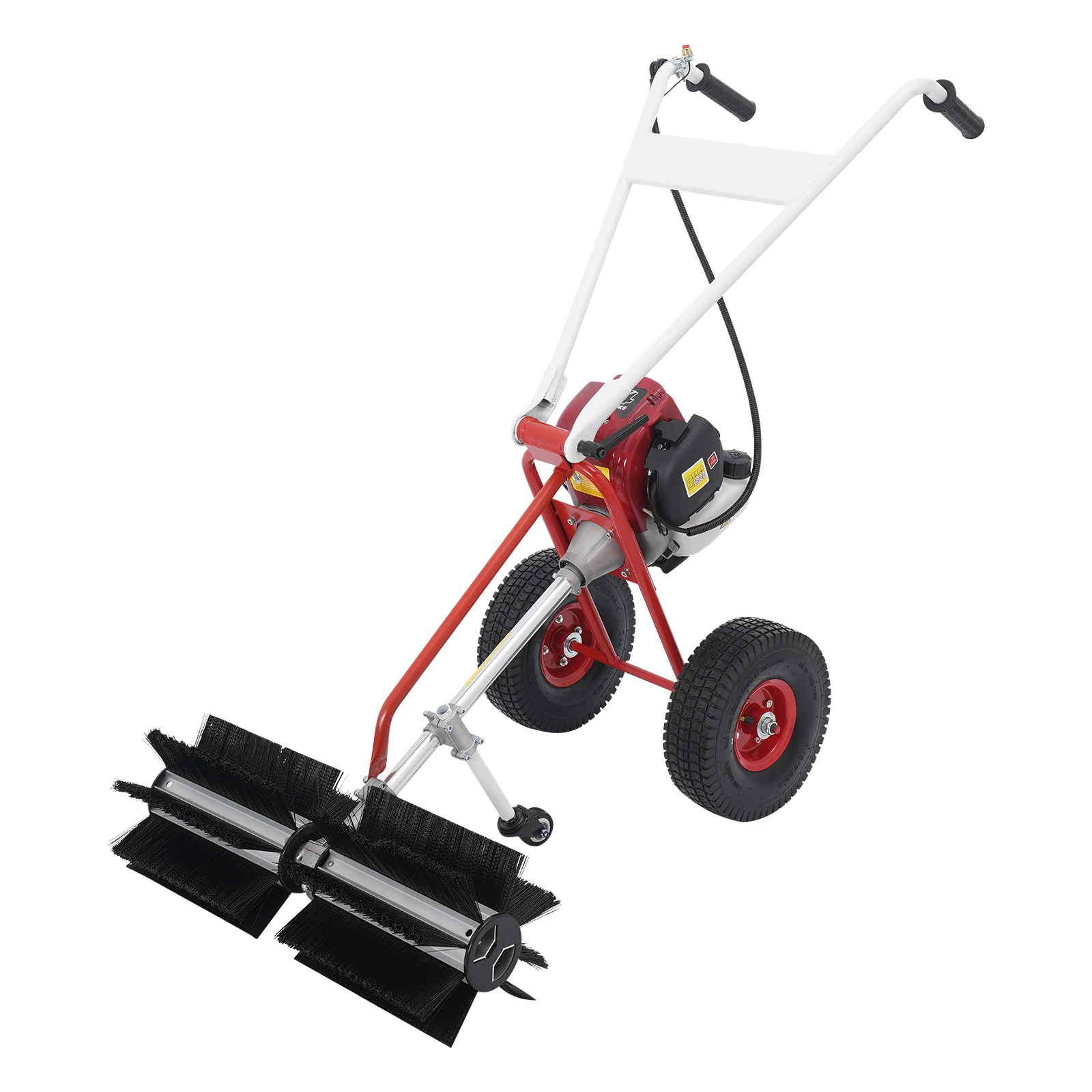 

4 Stroke Manual Lawn Sweeper, Gas Powered Snow Sweeper with Wheels, Lawn Leaf Sweeper Gardening Tool