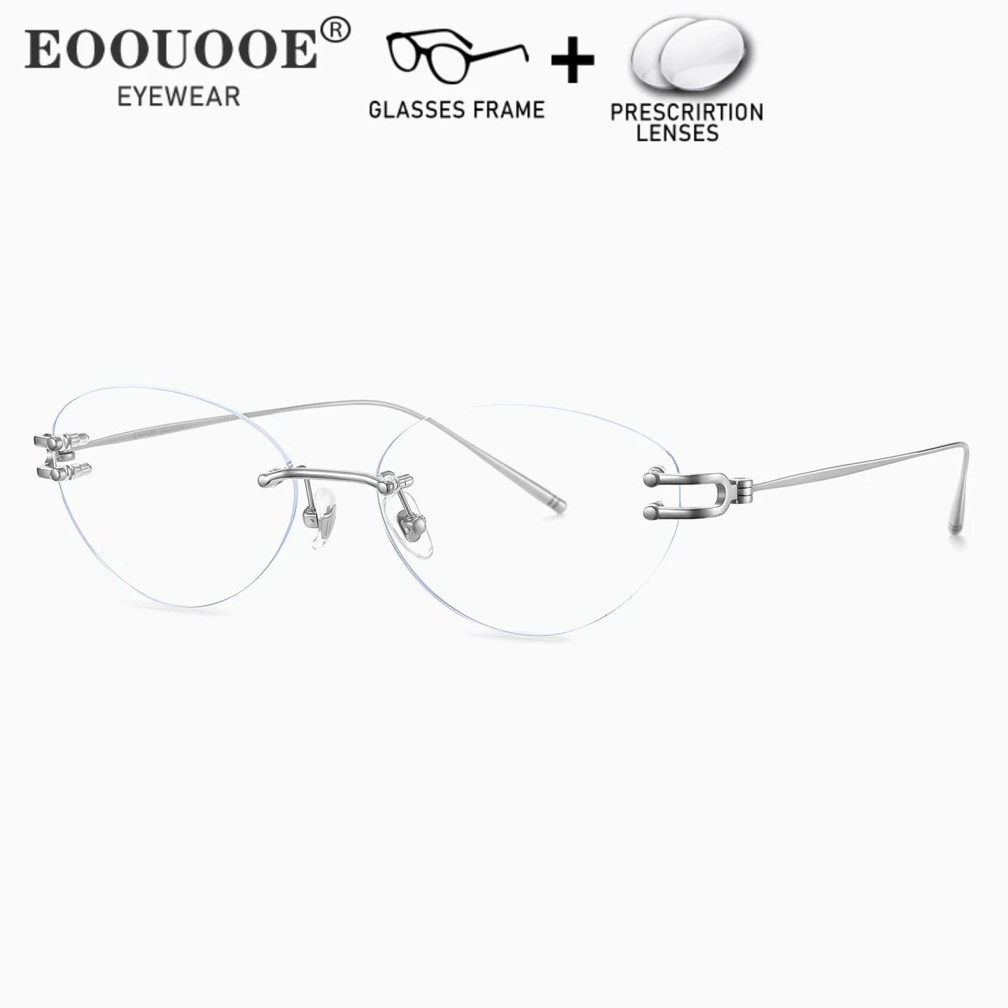 

Double Screw Cat Eye Rimless Glasses With Prescription Recipe Mr-8 Lenses Myopia Progressive Eyewear Photochromic Sun Glases