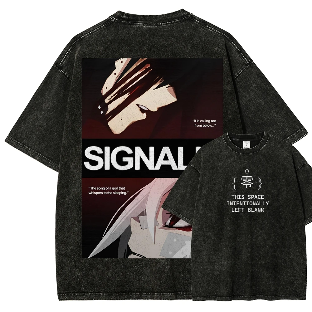 Signalis Game Washed T‑shirt Men Women Sci‑fi Horror Character Graphic Tee Streetwear Unisex Short Sleeve Casual Summer Tops
