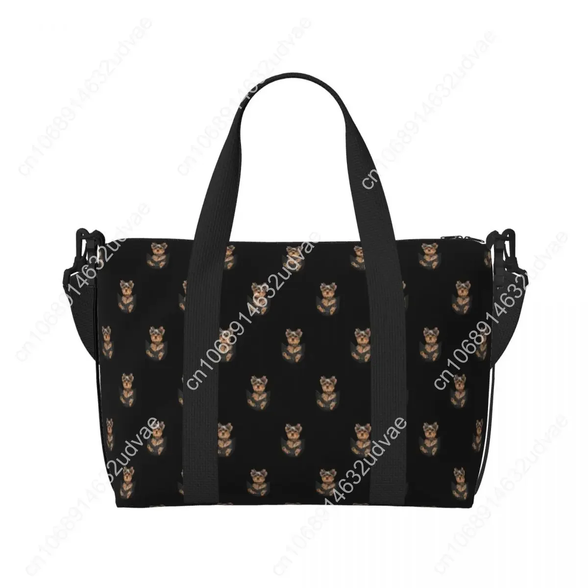 Custom Yorkshire Terrier In Pocket Tote Bag Women Big Capacity Funny Yorkie Gym Beach Travel Bags