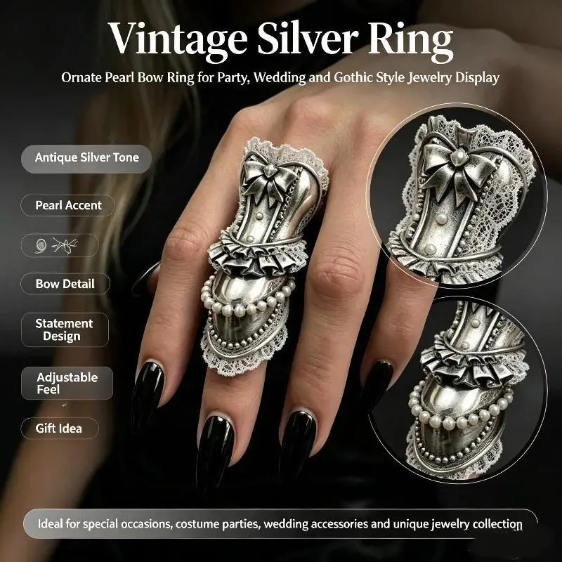 Retro Vintage Dark Sweet Cool Waist Skirt Armor Ring Niche Unique High Grade Fashion Versatile Finger Ring
