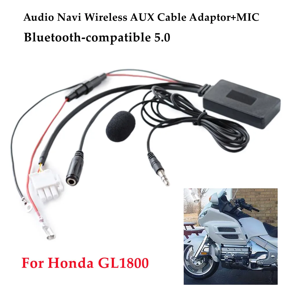 High Quality compatible Wireless AUX Cable Adaptor+MIC for Honda GL1800 Audio for navi Long lasting Performance