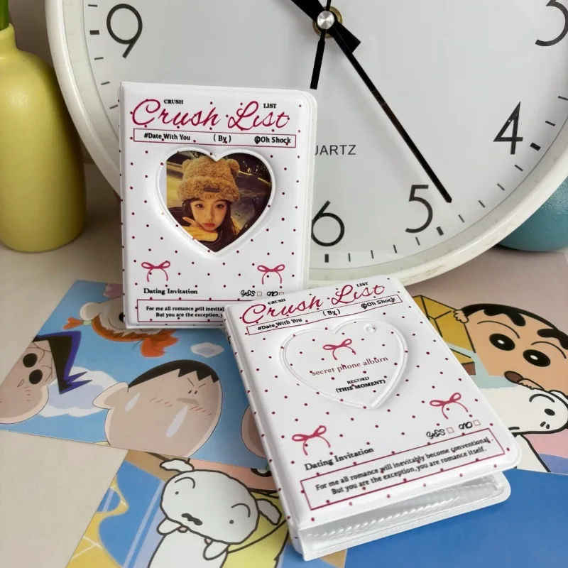 Cute Cartoon Heart Shaped Single Pocket Card Album Ins Aesthetic 3-inch Photo Organizer for Kpop Photocard Memories Card Holder