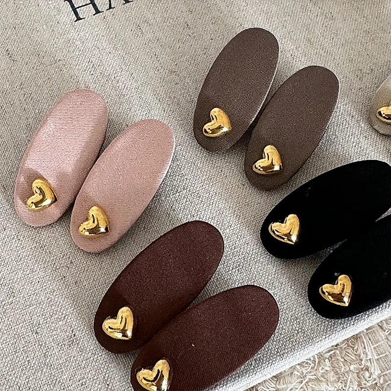 Korean Style Gold Love Maillard Barrettes Headdress Clip Wool Bang Clip Forehead Cropped Hair Clip Barrettes Hair Accessories