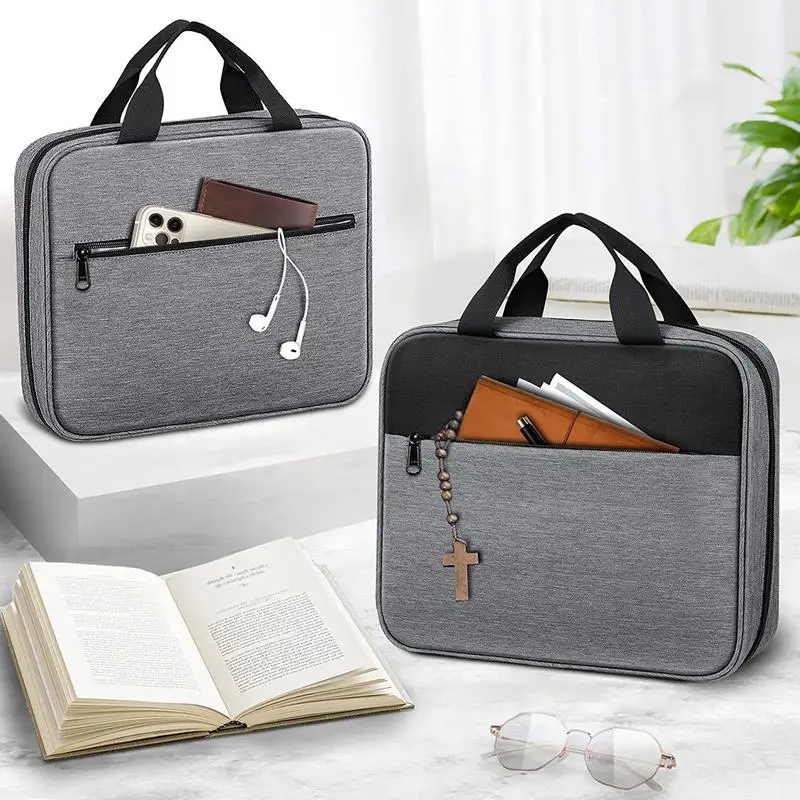 Bíblia bolsa à prova dwaterproof água impressão capa de lona para estudo bíblia jesus bolso com zíper para o natal ação de graças páscoa boa sexta-feira