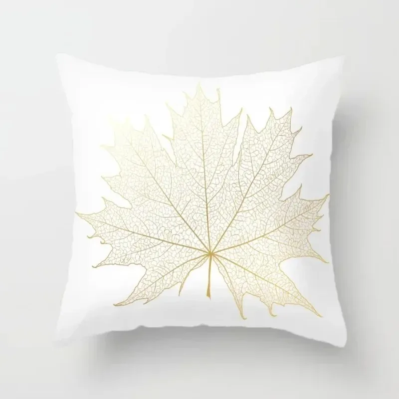 Home Decor Gold Flower Leaf Cushion Cover Throw Pillow Suitable for Sofa Chair Pillow Cover