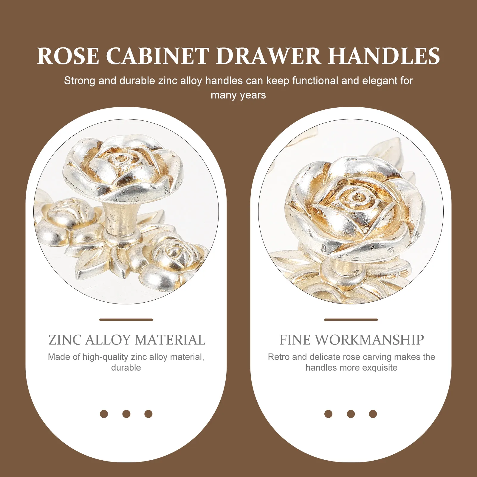 

2 Pcs Rose Handle Knobs Handles for Drawers Cabinet niture Doors Kitchen Wardrobe Cup Cabinets Cupboard