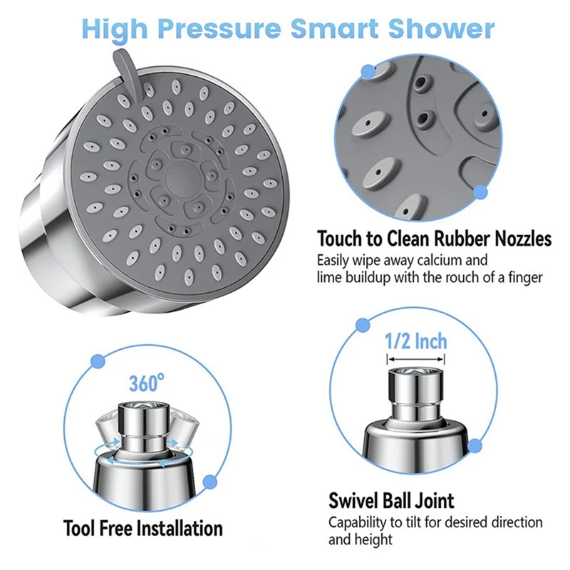 Filtered Shower Head, High Pressure 7 Spray Modes Shower Head With Filters, 15 Stage Shower Head Filter For Hard Water