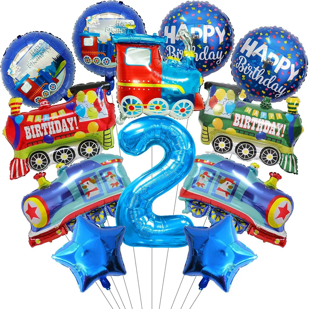 32-Zoll-Zug-Geburtstagsballons, bunte Folienballons im Zug-Design, geeignet für 2. Geburtstag, Jubiläumsfeier, Babyparty, Hochzeitsdekoration, Geschenke – Detail 4