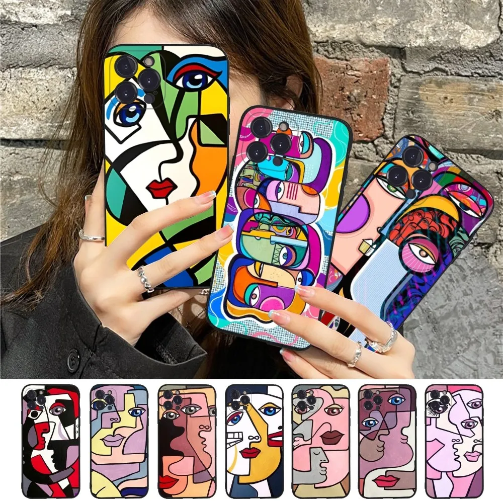 Picasso abstract Art Phone Case Silicone Soft for iphone 15 14 13 12 11 Pro Mini XS MAX 8 7 6 Plus X XS XR Cover