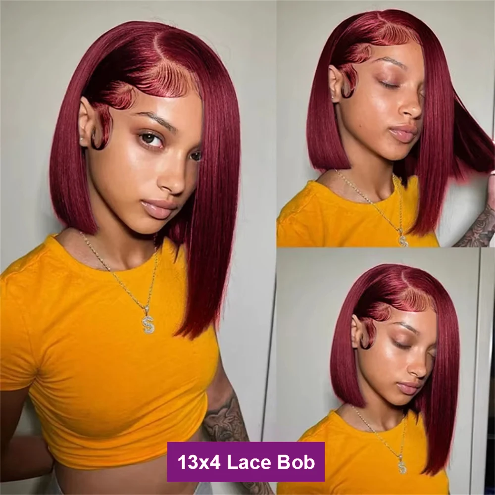 Peruca curta estilo bob, cabel - Pre Parted 13X4 Lace Front Bob Wig avaliação e preço