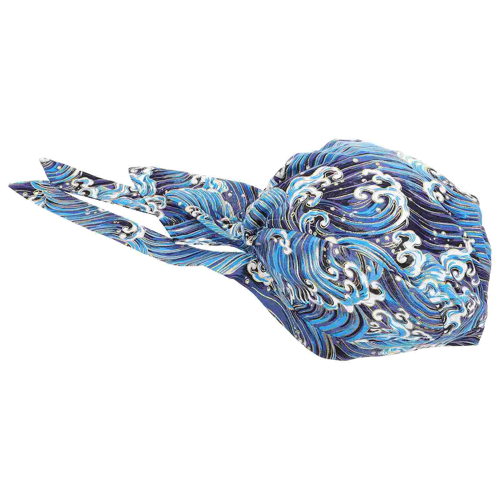 Japanese Restaurant Chef Hat Unisex Wave Pattern Adjustable Kitchen Work Cap Non Fade Comfortable Professional Look Service