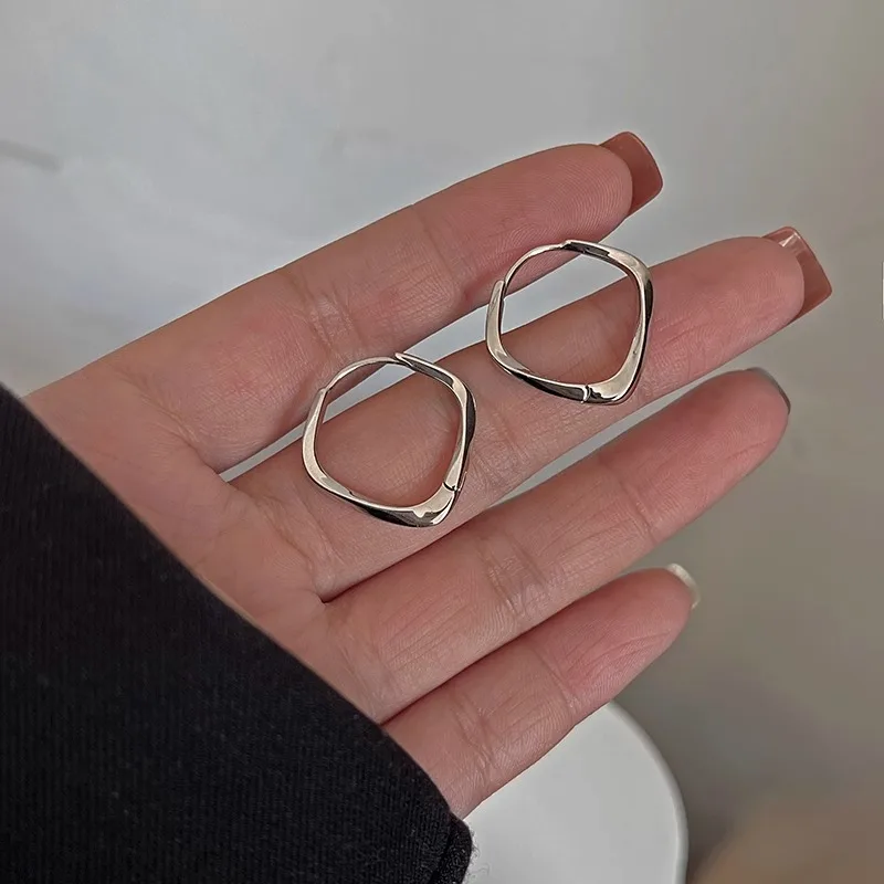 

Серьги-кольца из стерлингового серебра 925 пробы с геометрическим дизайном для женщин, минималистичные, классические, универсальные, модные украшения для офиса, подарок, дропшиппинг