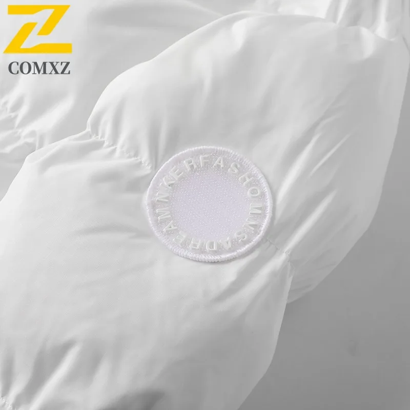 COMXZ hommes doudoune 2025 col montant doudoune de haute qualité rembourré veste tendance thermique décontracté 90% duvet de canard blanc manteau
