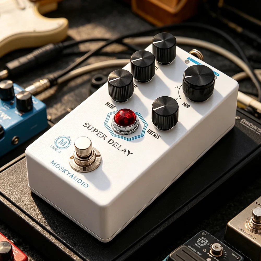 MOSKYAUDIO Super Delay Guitar Effect Stompbox Analog-style Tape Delay Effect with Modulation OptionsDelay Pedal
