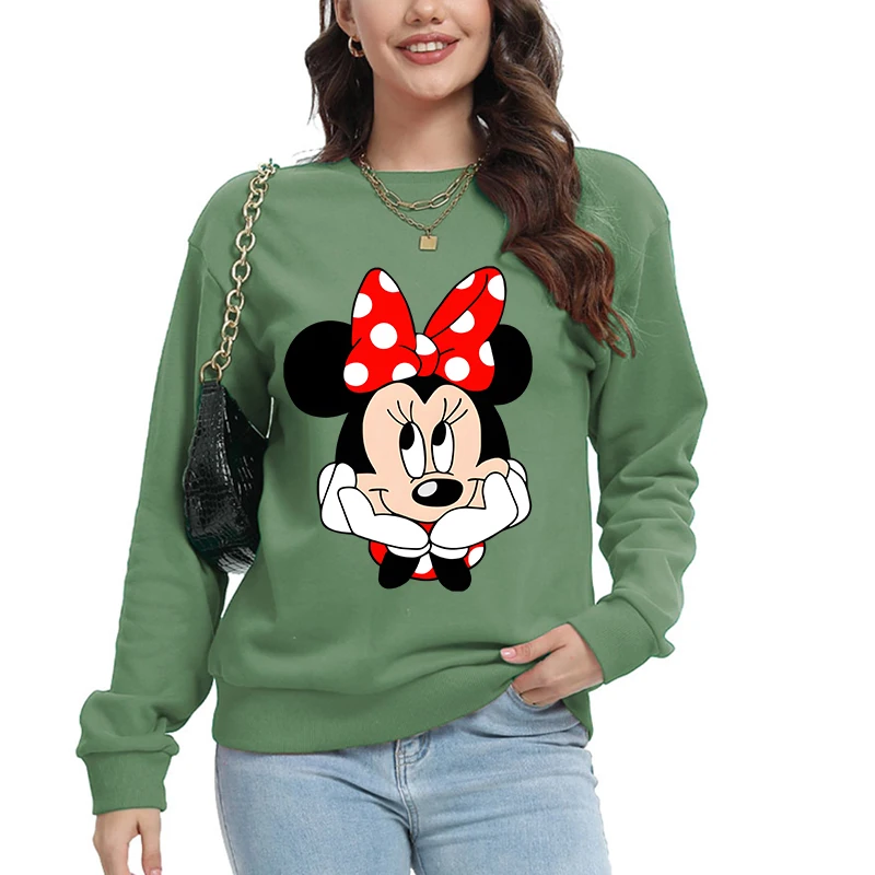Ladies Clothing New Y2k Hoodies Trendy Womens Sweatshirts Disney Mickey Mouse Print Pullover Long Sleeve Tops 2025 Fall Clothes