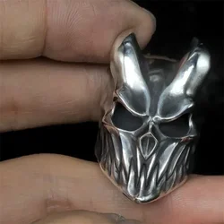 Goat Horn Skull Mask Evil Laughing Sharp Teeth Ring Fashionable Hip-hop Gothic Handsome Guy Essential Horror Interesting Jewelry