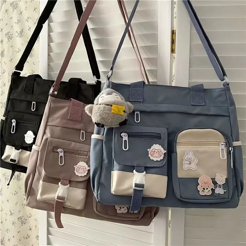 Wodoodporne płócienne damskie torebki na ramię nylonowa damska torba typu Messenger Bag Oxford Crossbody Tote torby na książki dla dziewczynek