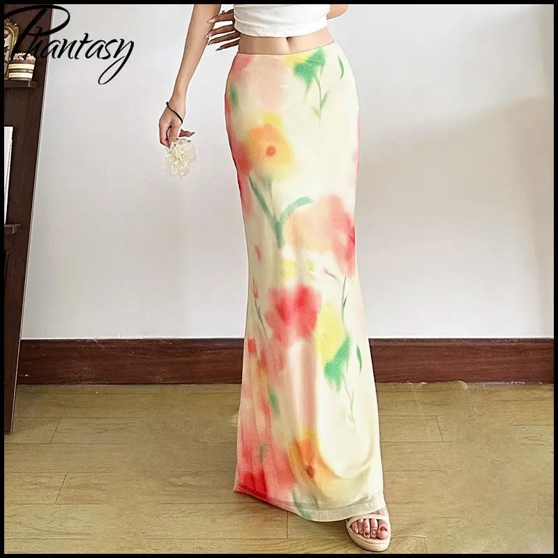 2026 lente zomer resort casual strandrok Europees-Amerikaanse stijl bloemenprint ingerichte fishtail lange rok mode streetwear