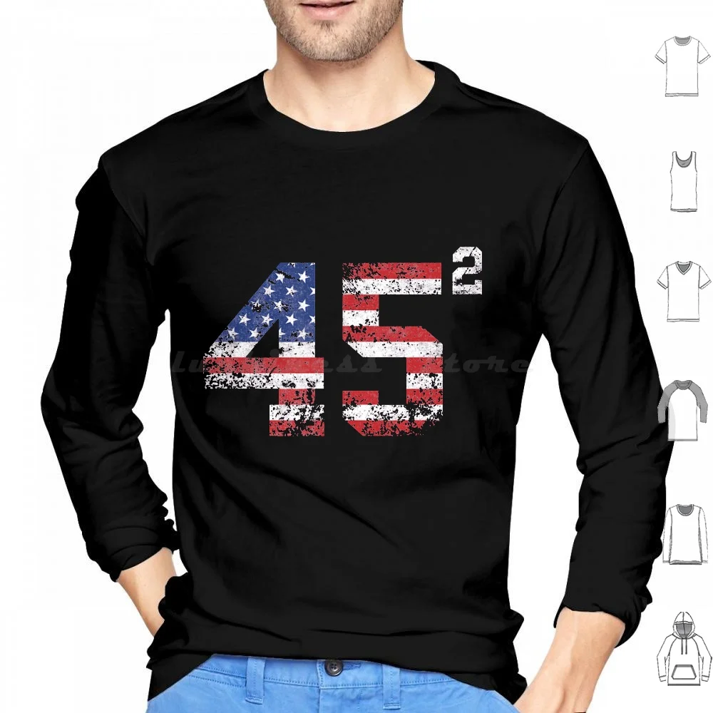 45 Trump 2020 Second Term Usa Vintage Hoodie Cotton Long Sleeve