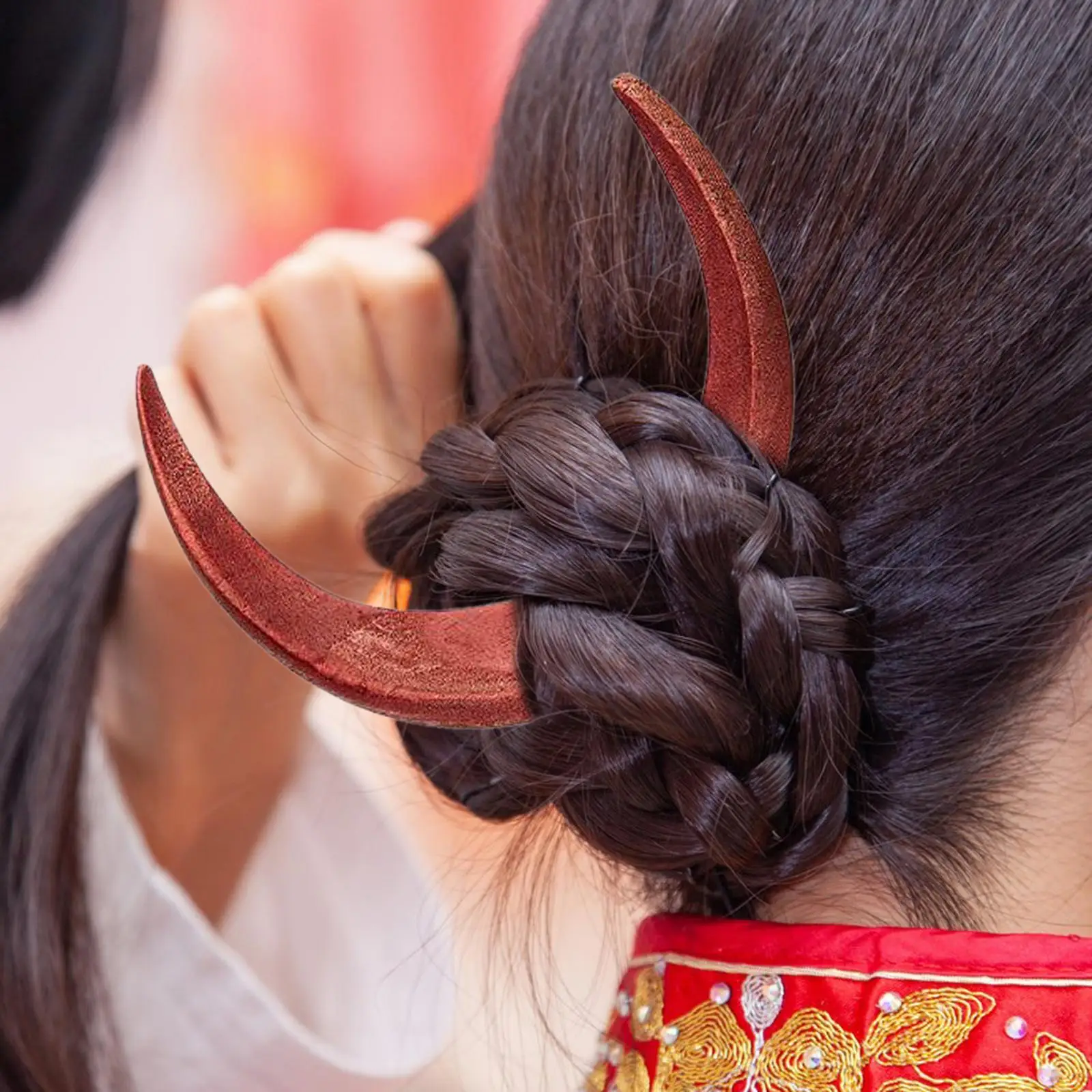

Moon Hair Fork Wooden Thick Hair Styling Tool Moon Hair Stick Girls Lady
