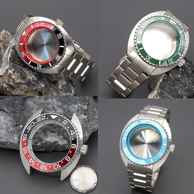 Mod 6105 6309 Turtle Abalone Watch Case With 316L Stainless Steel Bracelet Fit Japan 4R35 4R36 NH35 NH36 Movement Sapphire Cryst