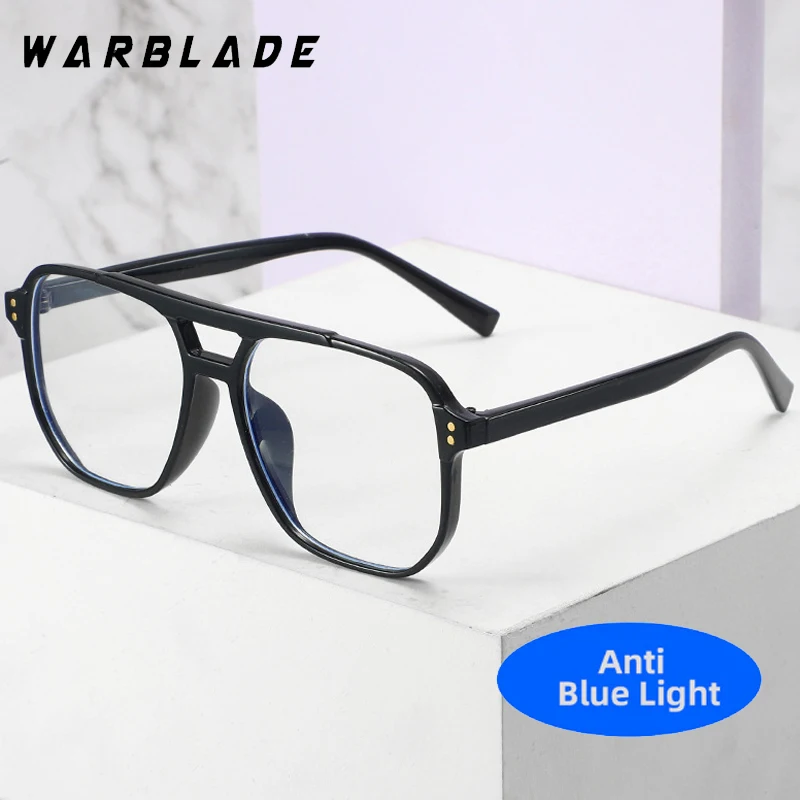 

Vintage Brand Big Frame Pilot Double Bridge Play Games Anti-Blue Light Women Men Glasses Reading Eye Protection Optical Eyewear