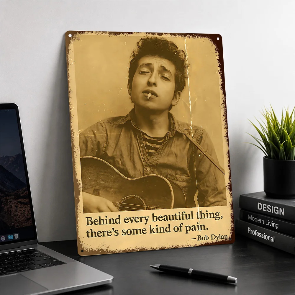 Bob Dylan Quote Portrait Printed Poster Personalized Aluminum Metal Sign Motivational Theme Wall Art Perfect For Reading Nooks