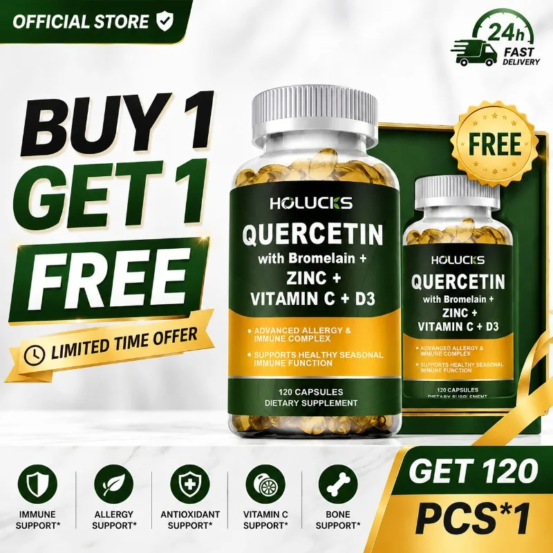 Quercetin Immune Support Supplements, with Bromelain, Zinc, Vitamins C & D3, Boost Defense & Seasonal Comfort, Daily Vitality
