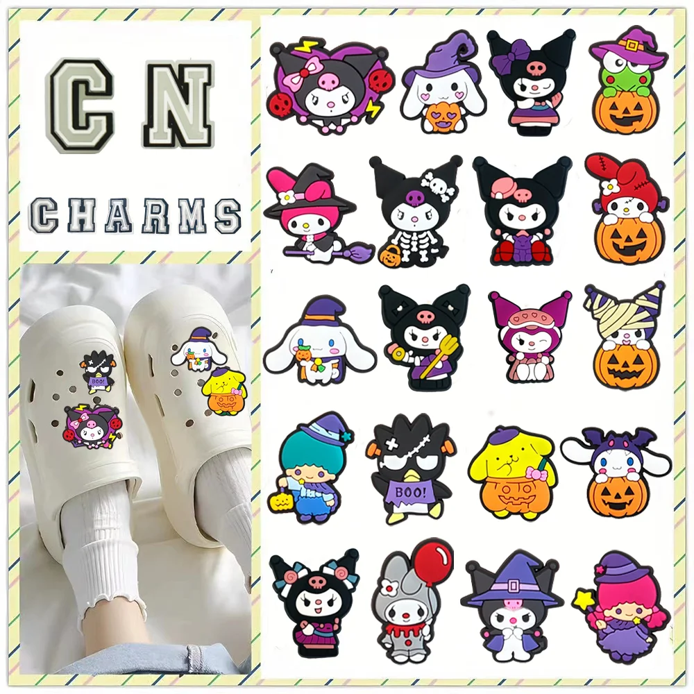 

MINISO 1pcs Halloween Sanrio series cute shoe Charms clogs Aceessories for Sandals pins Decorate girls kid Gifts