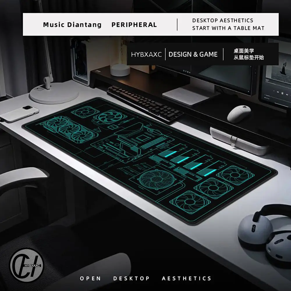 Larger Mousepad CPU Artistic line design Style Gaming Keyboard Computer E-sports Desk Mat Accessories Gamers Mause Ped Office