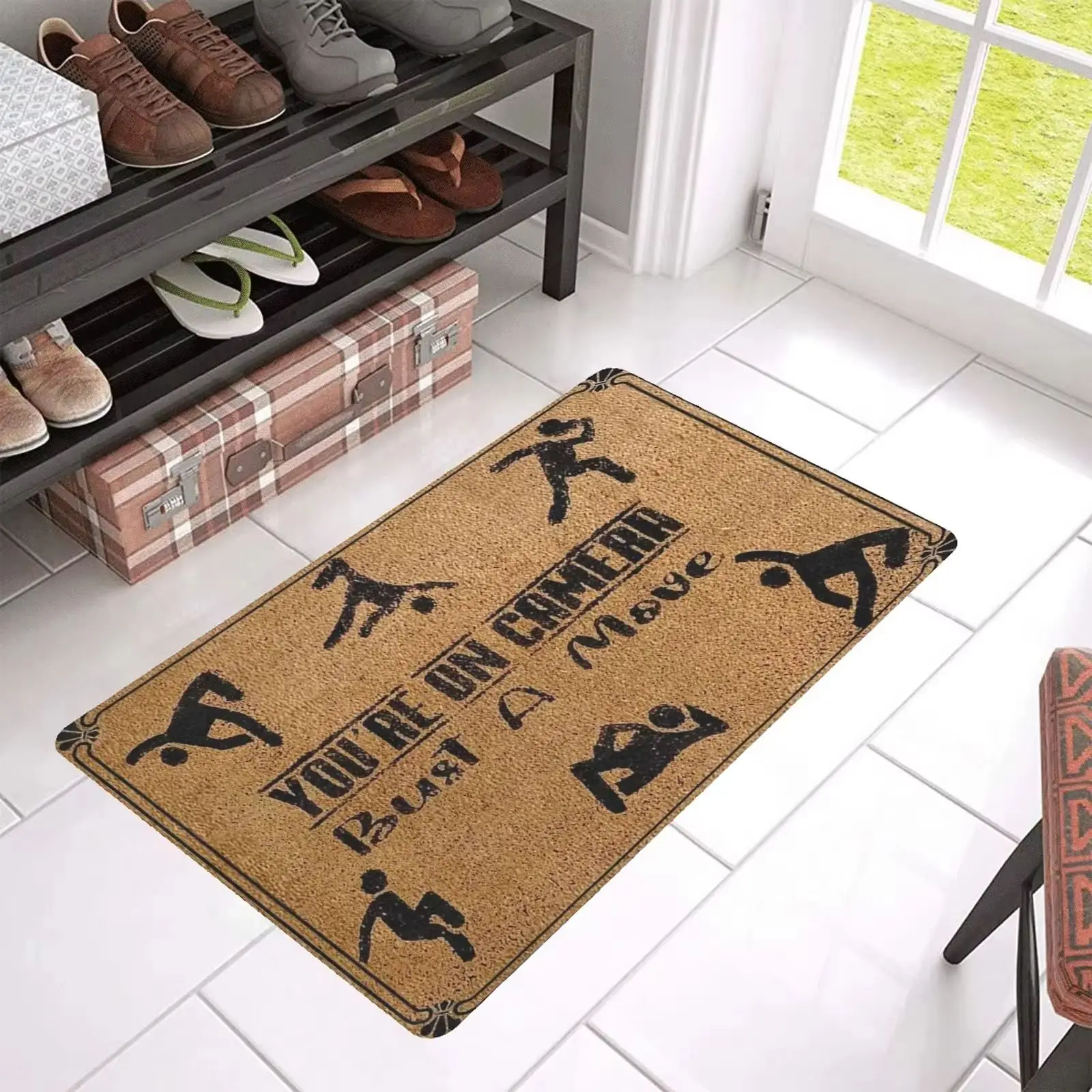 You're On Camera! Welcome Doormat for Housewarming Room, Bust A Move, Wedding Gift Closing, 18x30