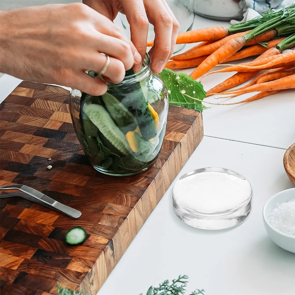 

3Pcs Glass Weights Thickened Pressing Stone for Pickling Fermenting Wide Mouth Mason Jars Transparent Easy Grip Handle