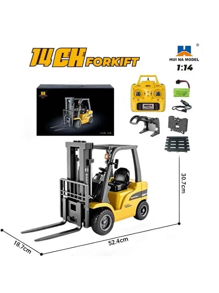 HUINA 1577 1/14 RC Gabelstapler 14-Kanal Elektro-Hubwagen aus Legierung mit Sound- und Lichteffekten 2,4G Ferngesteuertes Modellspielzeug Geschenk