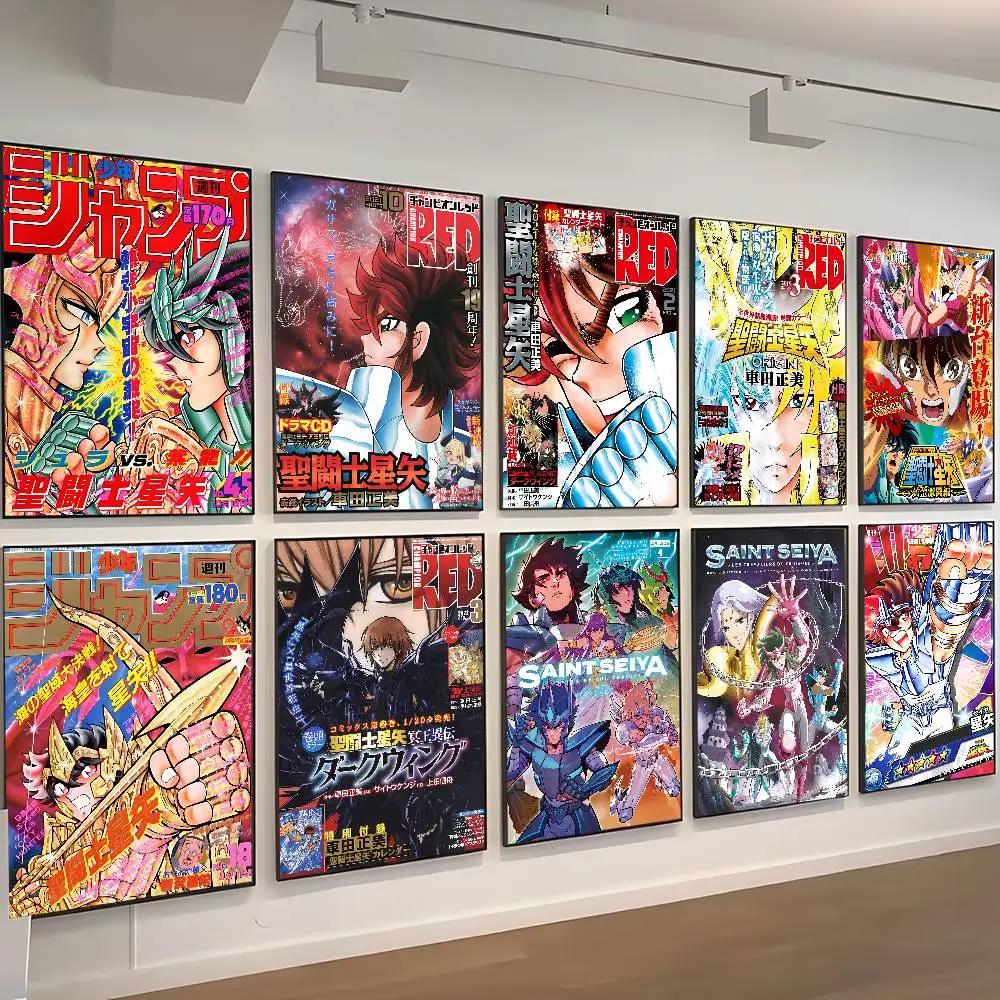 Classic Japanese Anime Saint Seiya Anime Posters Sticky Waterproof Paper Sticker Coffee House Bar Kawaii Room Decor