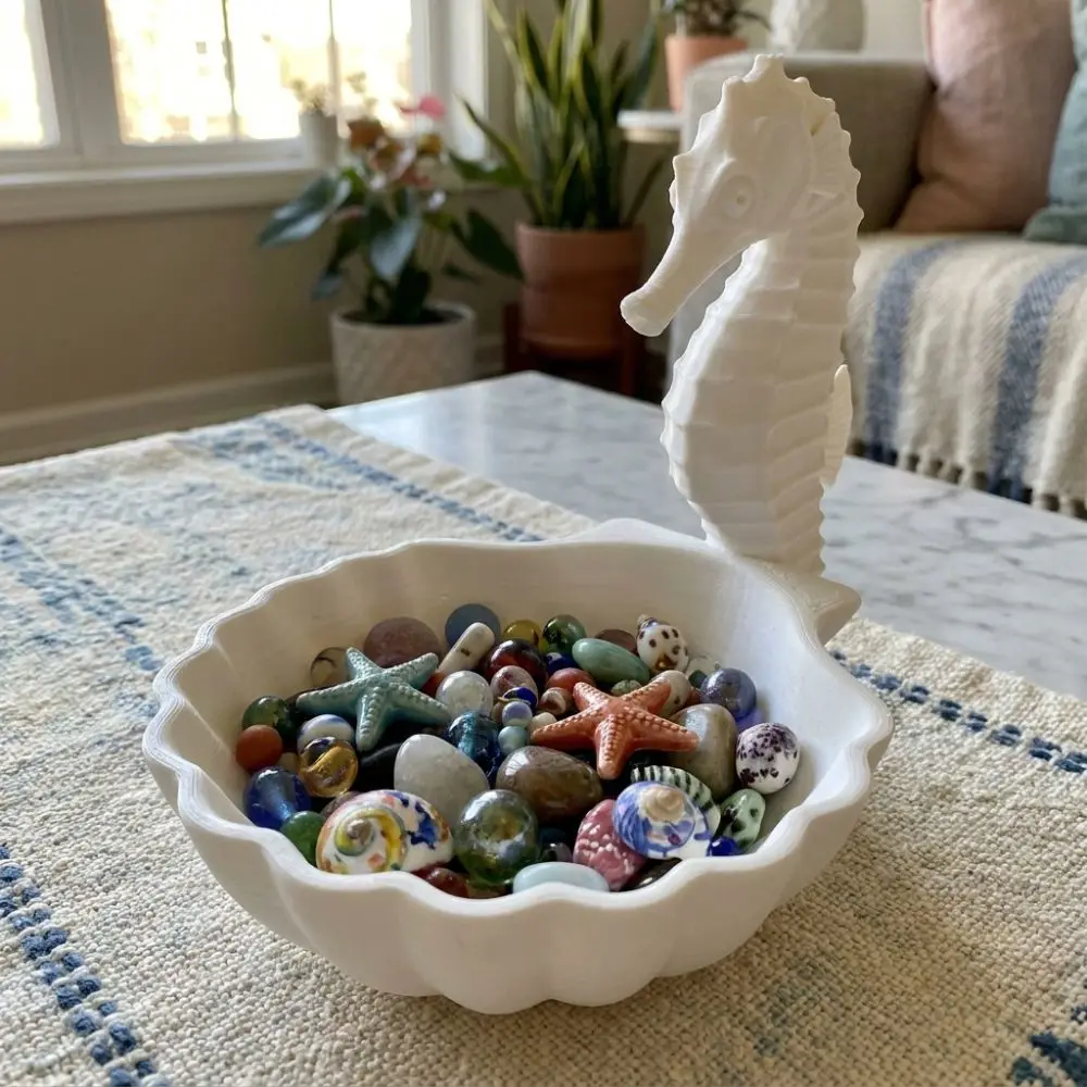 3D Printed Seahorse-Shaped Storage Tray Plastic Decorative Jewelry Display Stand Cute Stable Cosmetics Rack Home Ornaments