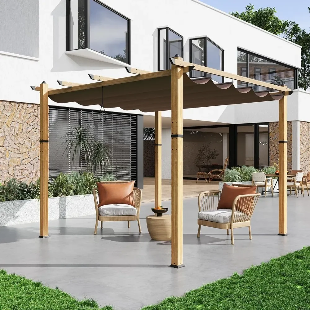 

Уличная пергола 3х3 м с регулируемым солнцезащитным навесом, выдвижная пергола с усиленным металлическим каркасом, современная алюминиевая конструкция