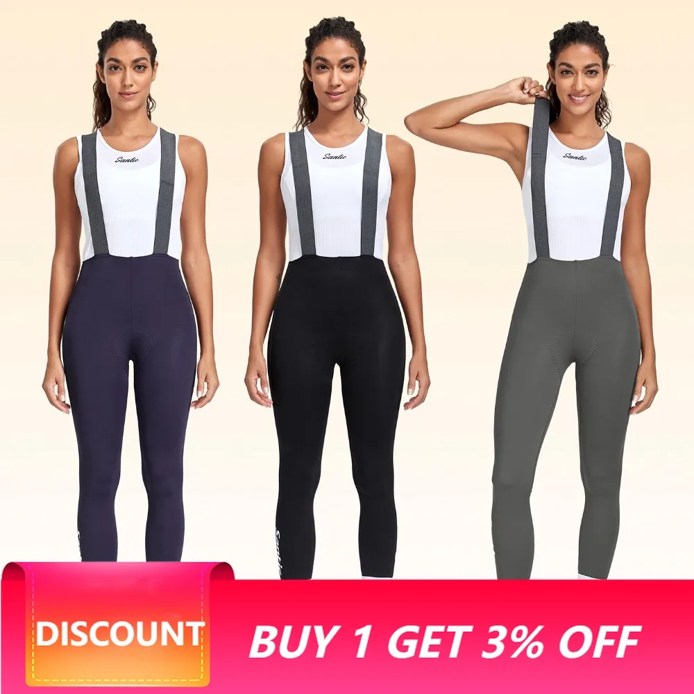 Santic Women Cycling Pants for Spring and Autumn Road Cycling Quick Drying Breathable Cycling Bib Long Pants TL25C04283