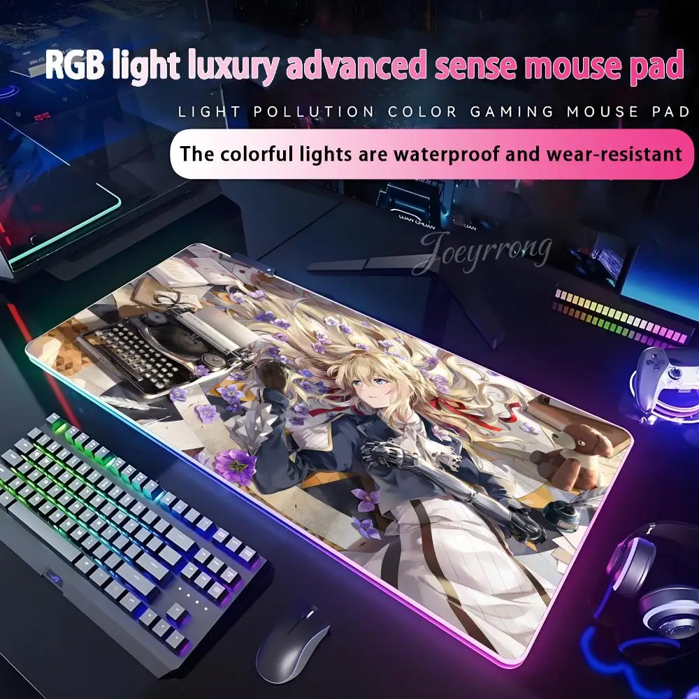 

Violet Evergardens Sexy Mouse Pad RGB Extended Gaming Keyboard Seven colors LED Mats Large 1000x500mm XXL Gamer