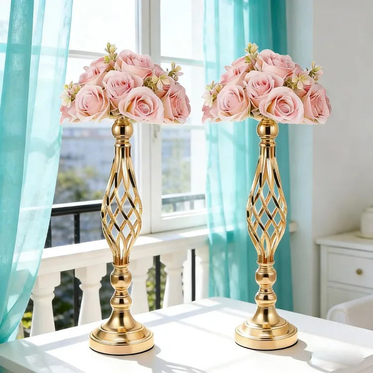 20 Inch Tall Gold Candelabra Vase 10-Piece Metal Flower Arrangement Stand, for Wedding Centerpieces and Decor