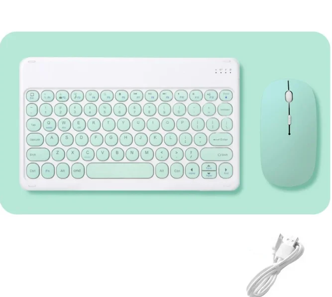 Wireless Keyboard and Mouse Combos Set Round Bluetooth Hebrew Spanish French Korean