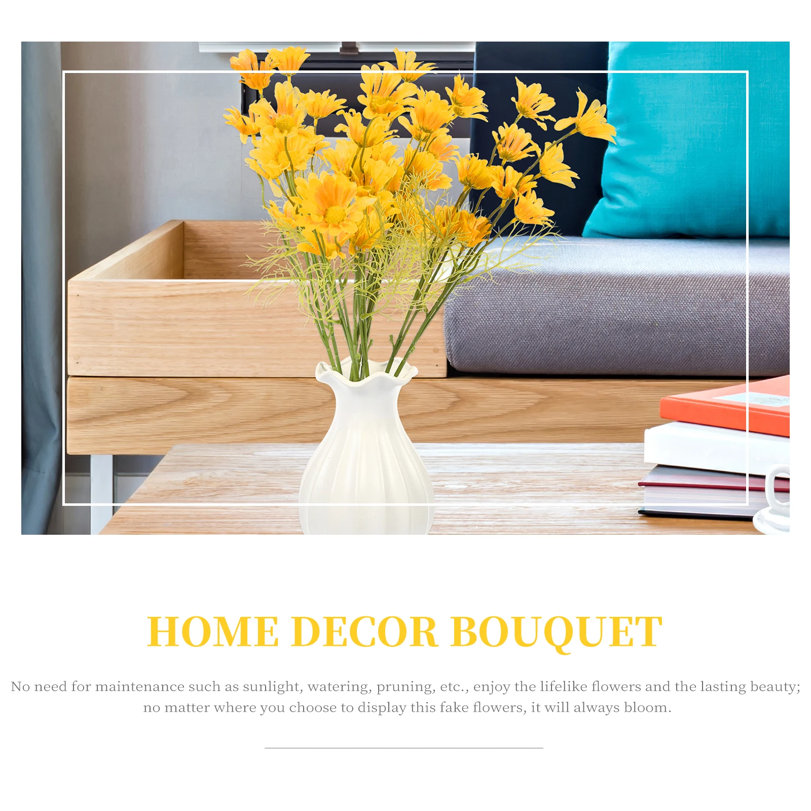 

10pcs Artificial Daisy Bouquet Realistic Decorative Flowers For Home Party Wedding Photography Lightweight Portable Fake Flower