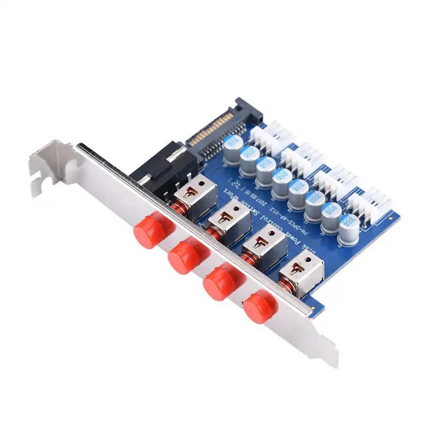 Desktop Power Control Switch with 4 Ports HDD Selector Hard Drive Switcher, 60cm Cable for PC Computer Accessories SATA & 4Pin