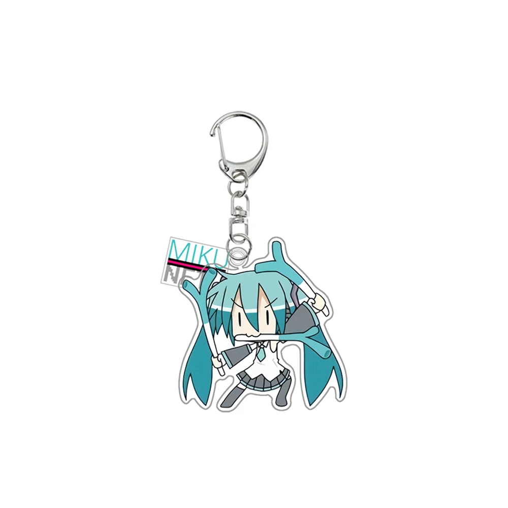 Anime Figure Hatsune Miku Acrylic Key Chain Cartoon Cute Bag Pendant Decoration Key Ring Accessories Girl Gift