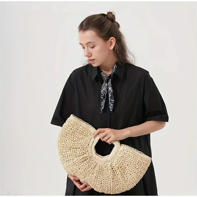 Marke Woven Clutch Tasche Luxus Neue High-end-Meer Urlaub Reise Große Kapazität Stroh frauen Einfache Textur Mode brieftasche – Detail 15