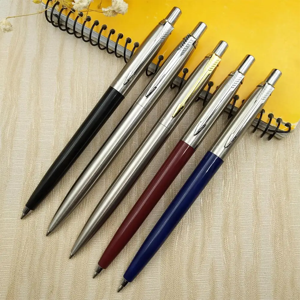 1Pcs Metal Ballpoint Pen Press Style Commercial Gift Pens For School Office Core Automatic Ball Pen