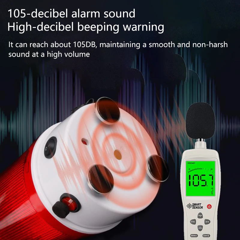 Torcia di avvertimento allarme sonoro e luminoso ricaricabile, forte luce di allarme magnetica portatile, luce flash lampeggiante con segnale di sicurezza